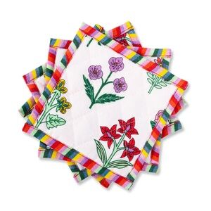 FURBISH STUDIOS NWT COASTERS (set of 4) - Colorful Floral Quilted Coasters